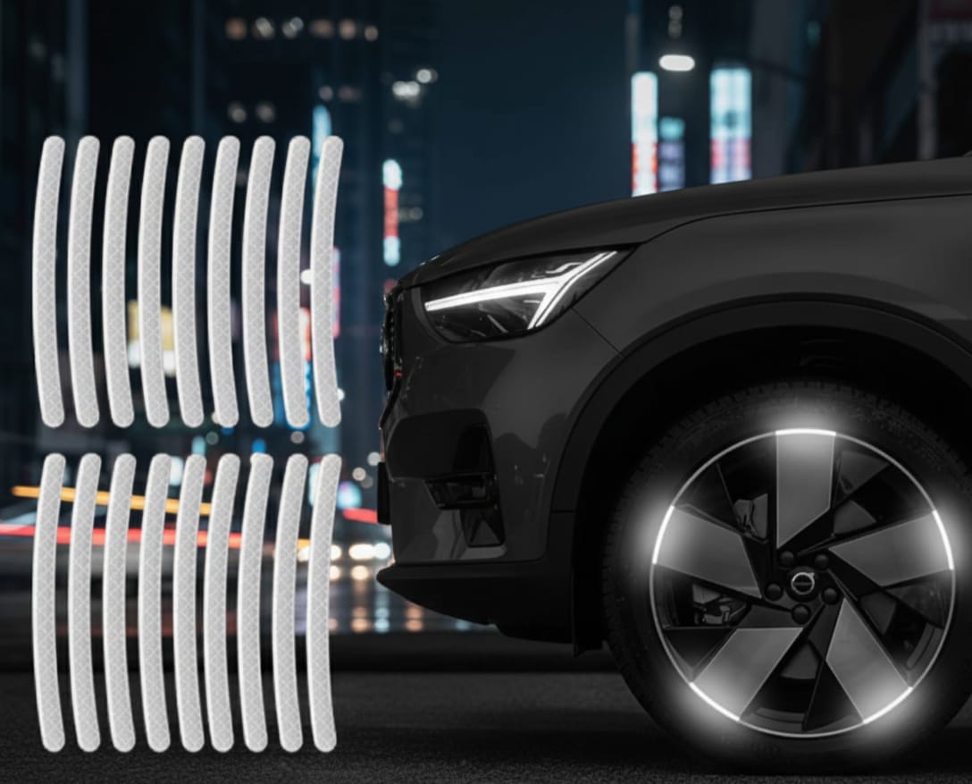 White Reflective Wheel Rim Stickers