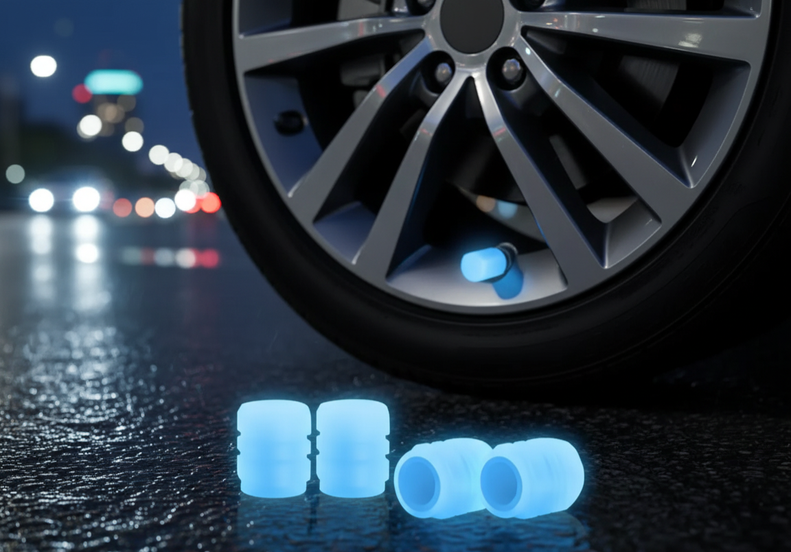 Glow-in-the Dark Valve Caps - Bright Neon Blue