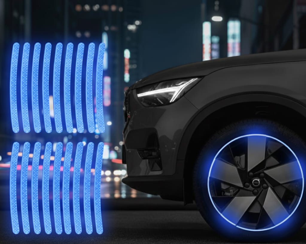 Blue Reflective Wheel Rim Stickers